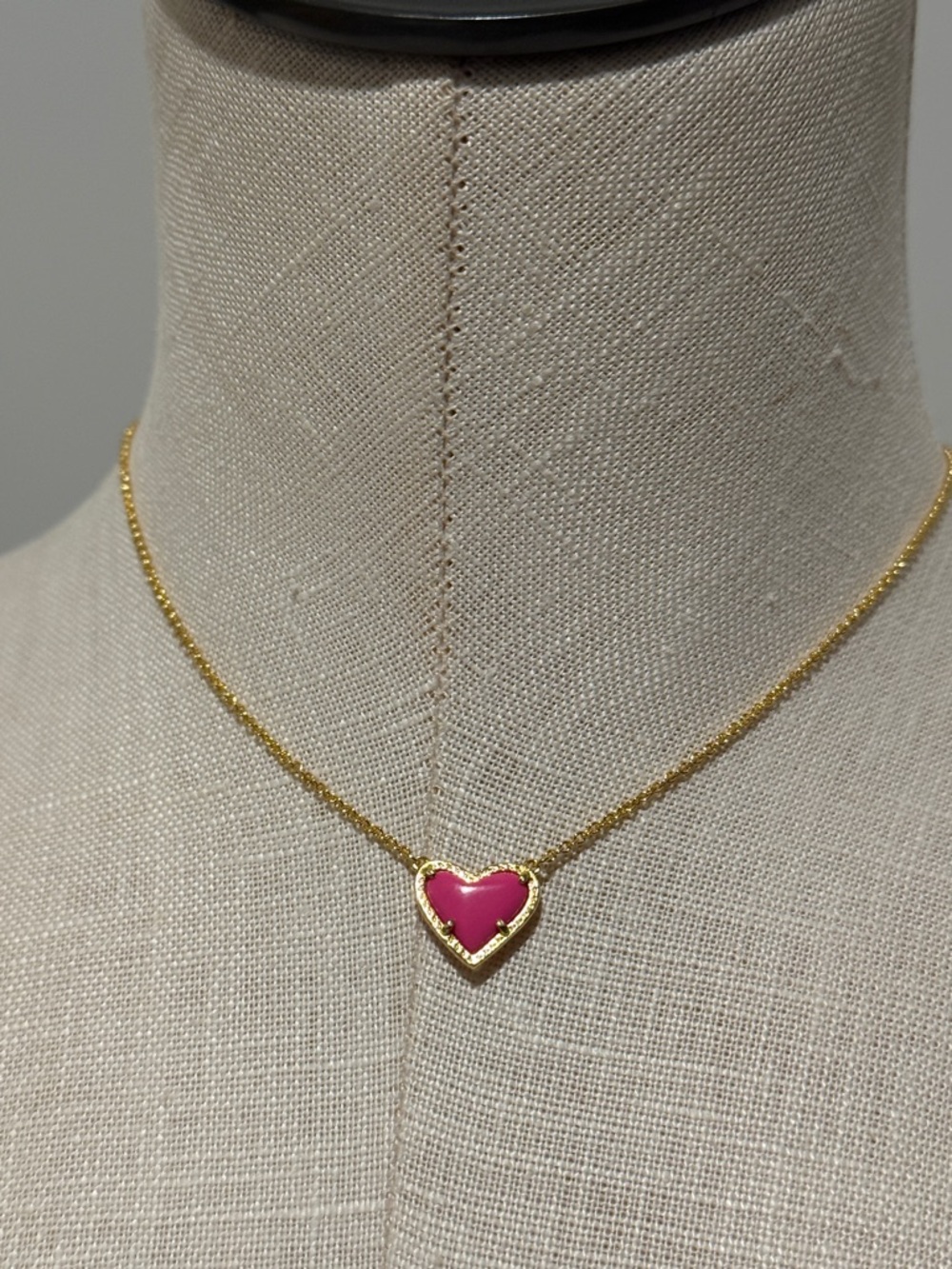 Kendra Scott Gold Necklace with Hot Pink Heart Pendant new